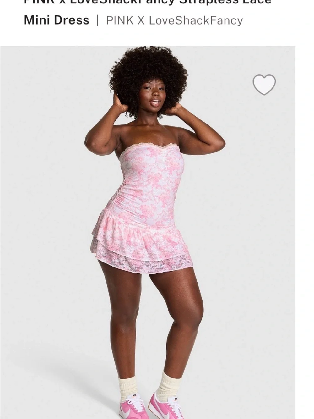 Love Shack Fancy/ VS Pink collab - Strapless Pink Lace Chemise
